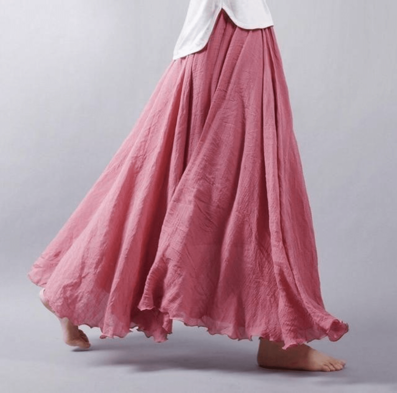 Women's linen maxi skirt — bohemian flared cut for summer