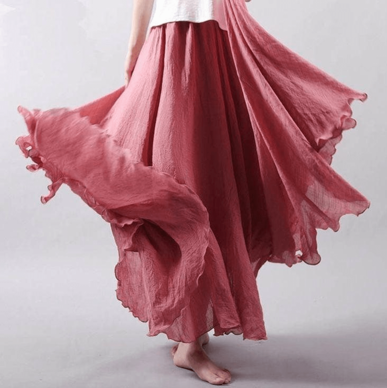 Women's linen maxi skirt — bohemian flared cut for summer