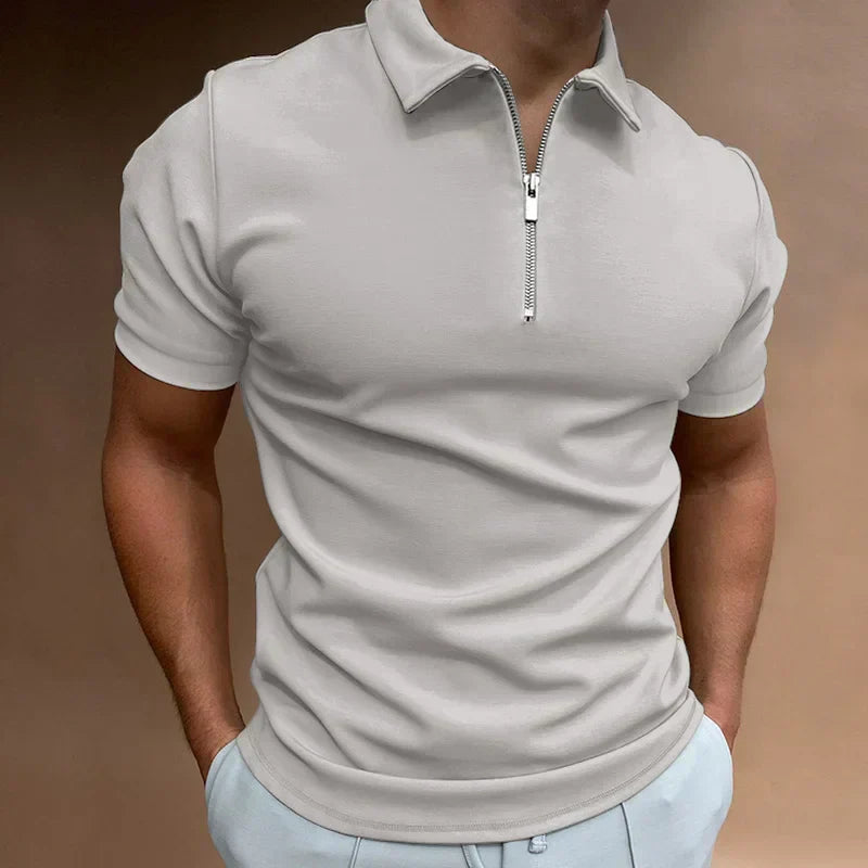 Polo para homem com gola de fecho e manga curta — casual