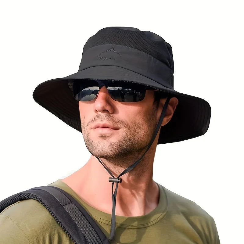 Chapeau bob respirant de soleil pour la pêche et la randonnée avec mentonnière