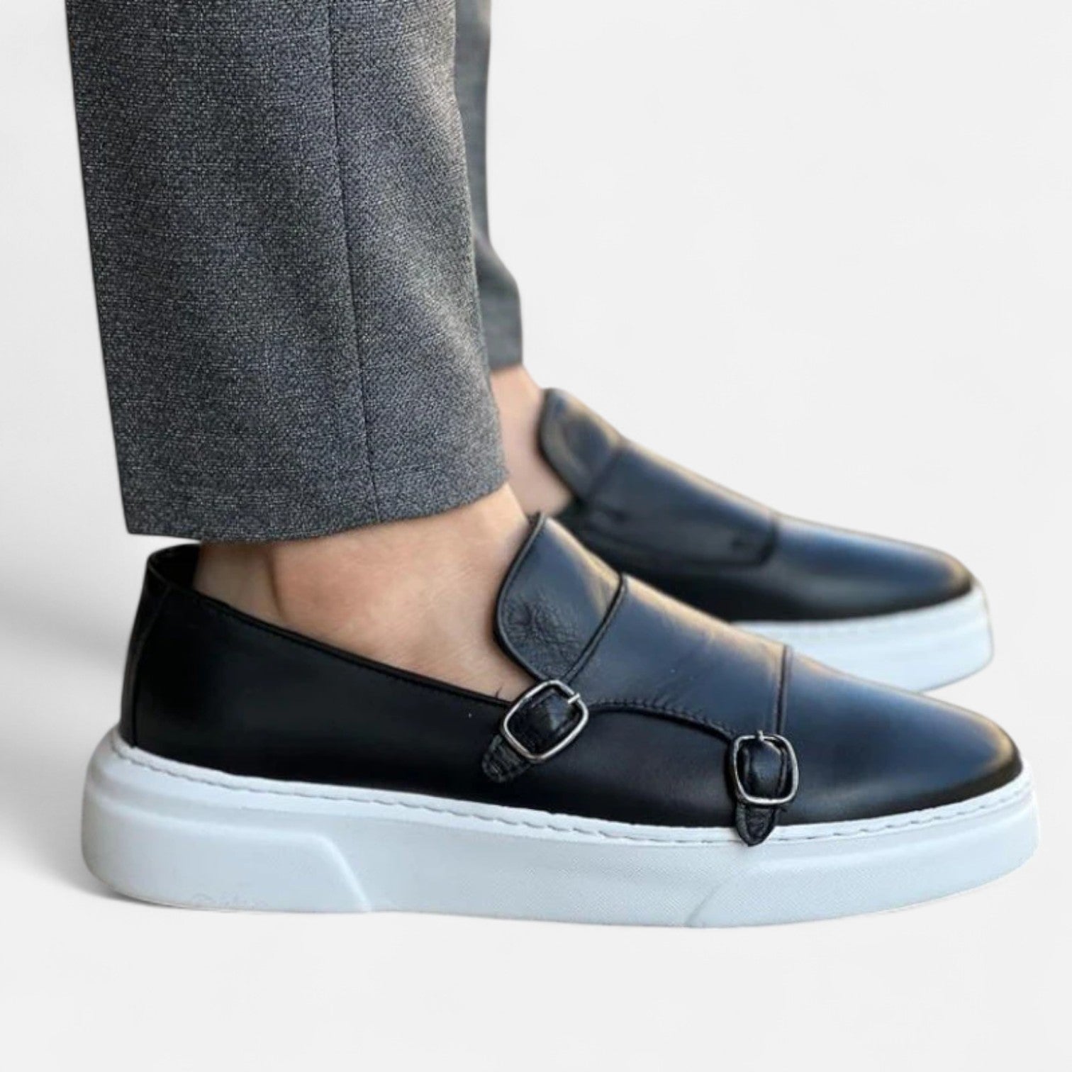 Eliaro Moda | Mocasines de Piel con Doble Hebilla para Hombre – Estilo Monk Strap con Distinción Artesanal y Silueta Refinada