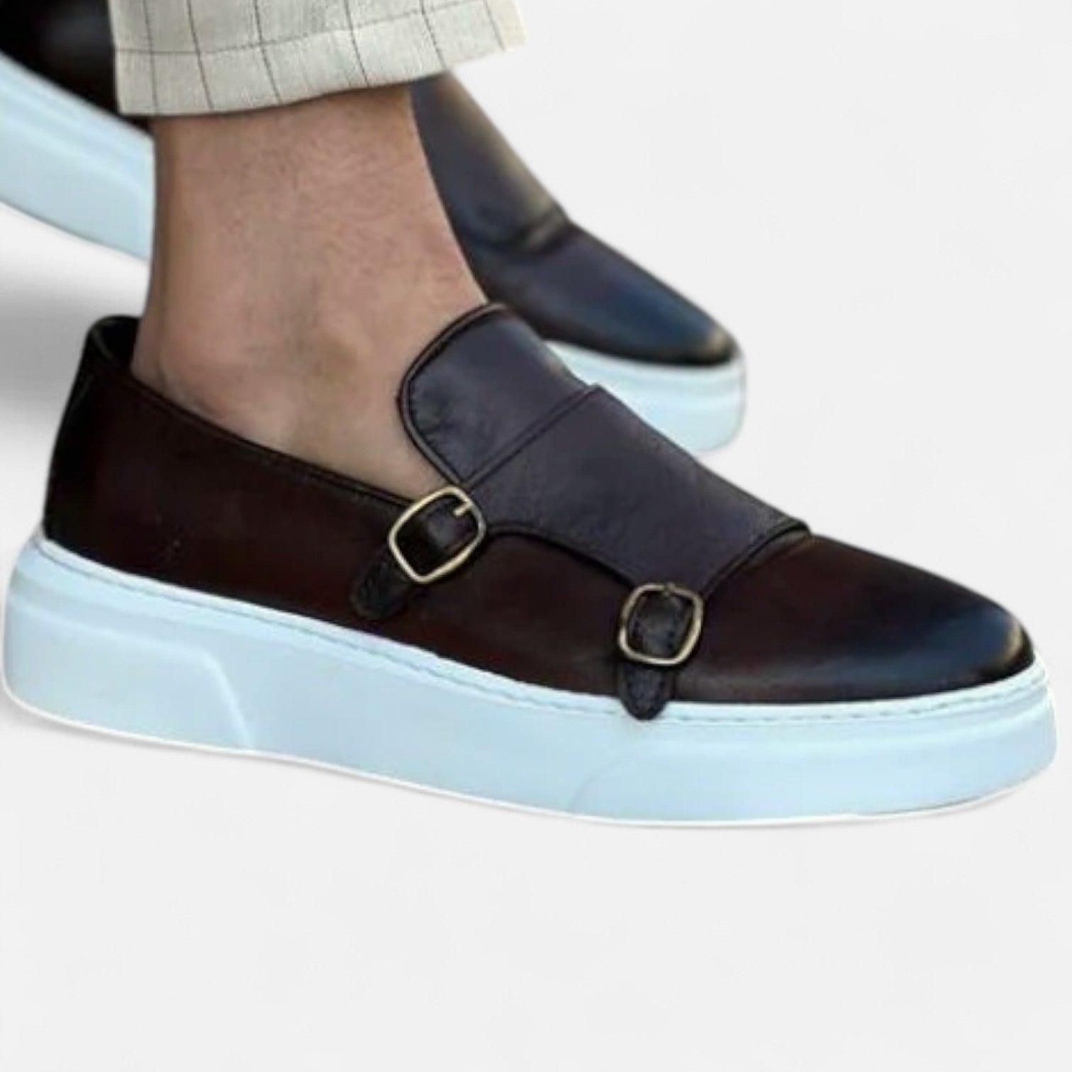 Eliaro Moda | Mocasines de Piel con Doble Hebilla para Hombre – Estilo Monk Strap con Distinción Artesanal y Silueta Refinada