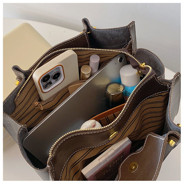 Dámská veganská kožená taška přes rameno s uzavíráním na zip