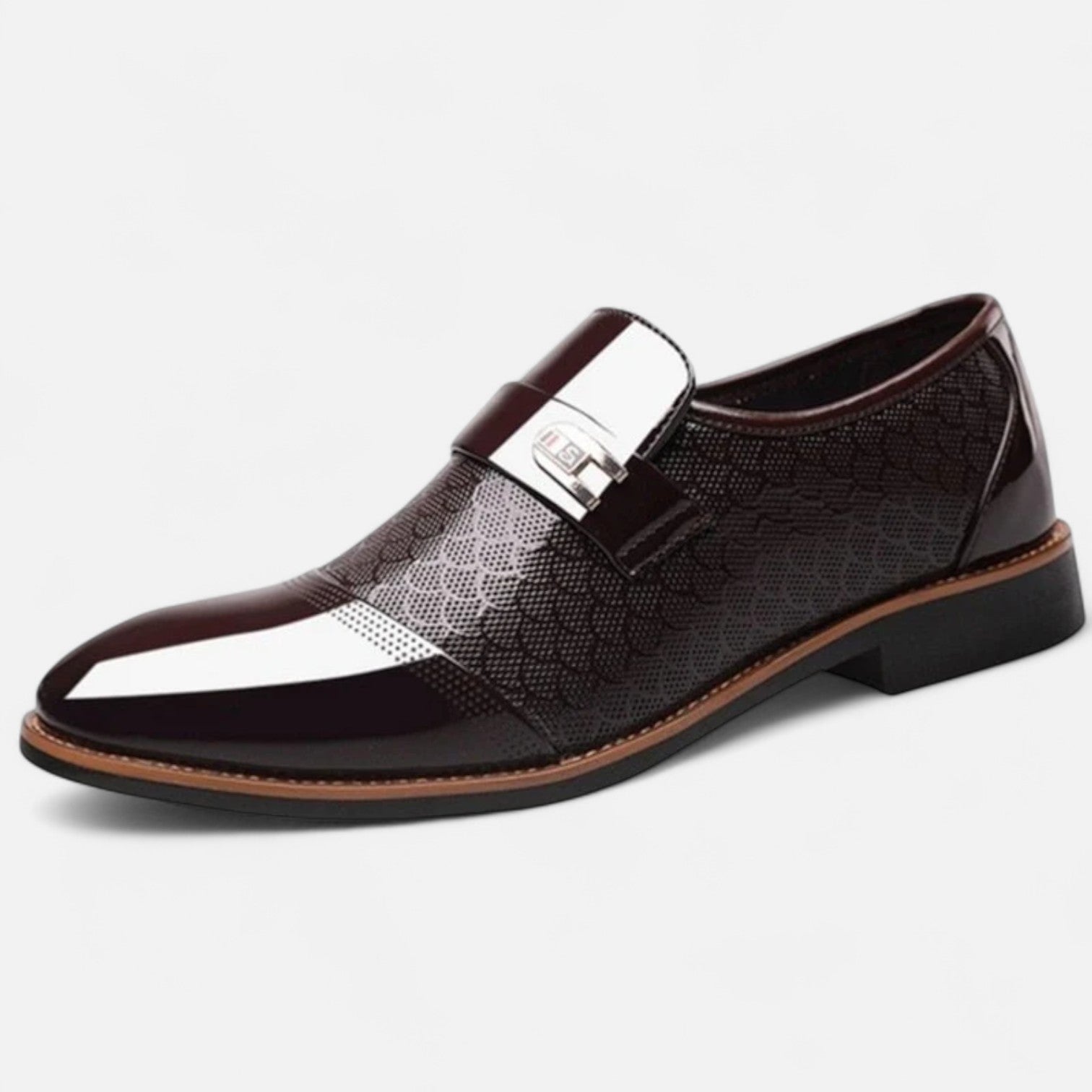 Eliaro Moda | Zapatos de Vestir para Hombre en Cuero Charol – Diseño Pulido con Hebilla y Elegancia Atemporal