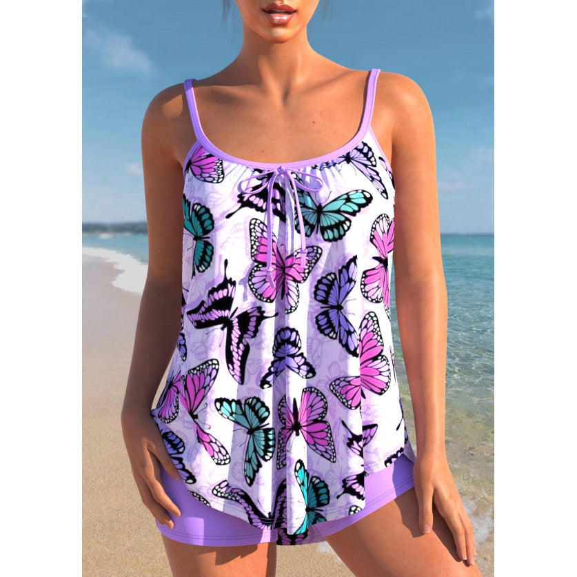 Ψηλόμεσο Μαγιό Tankini για Γυναίκα με Ombre Τοπ και Σορτς