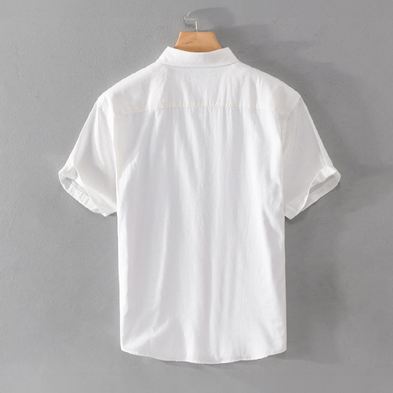 Pánská bavlněná košile s krátkým rukávem, tropickým potiskem a klopovým límcem