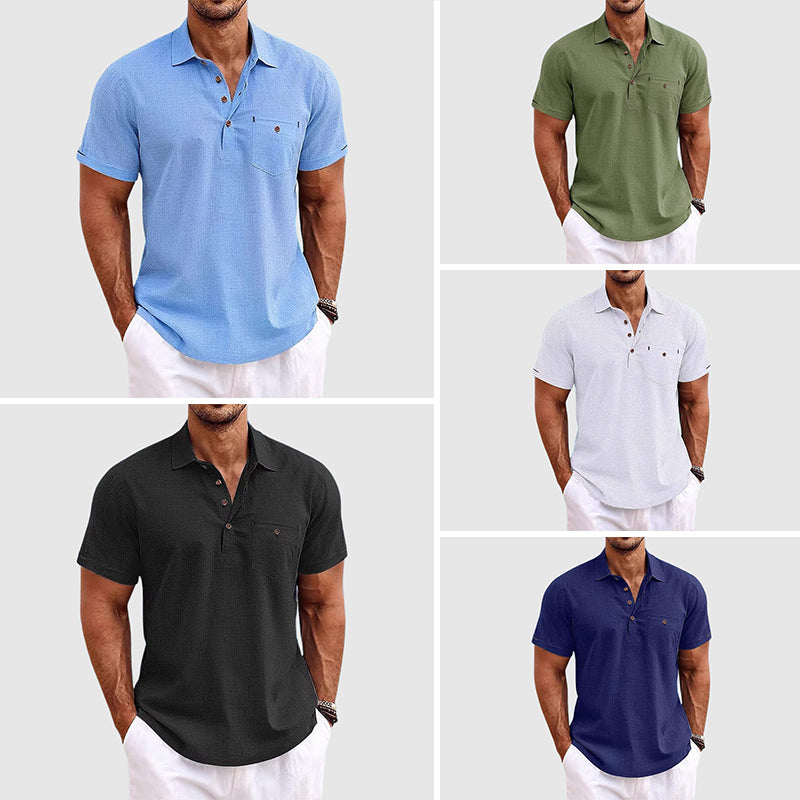 Polo de homem de manga curta com bolso e corte moderno — diário