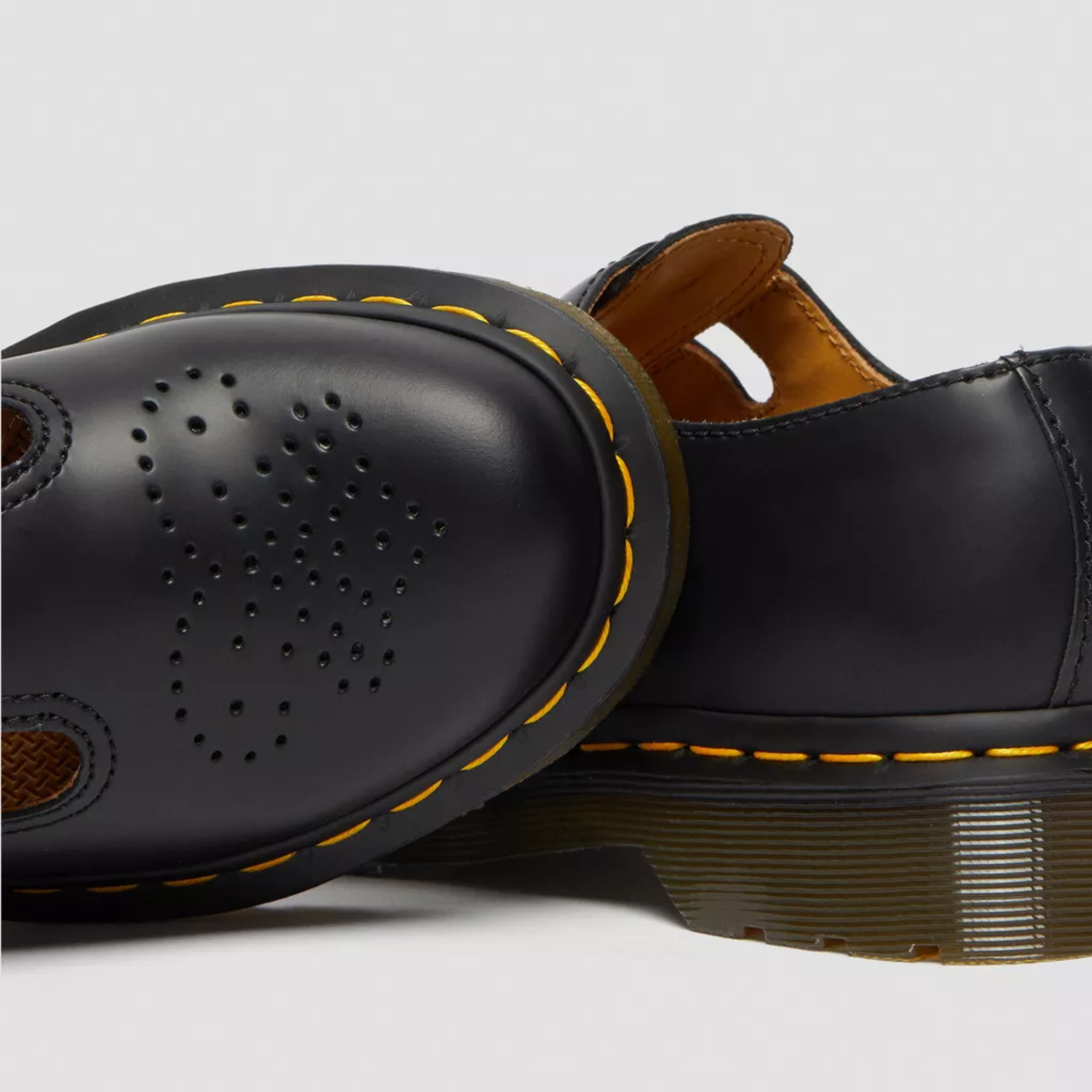 Scarpe Mary Jane in Pelle da Donna con Suola in Gomma e Punta Tonda