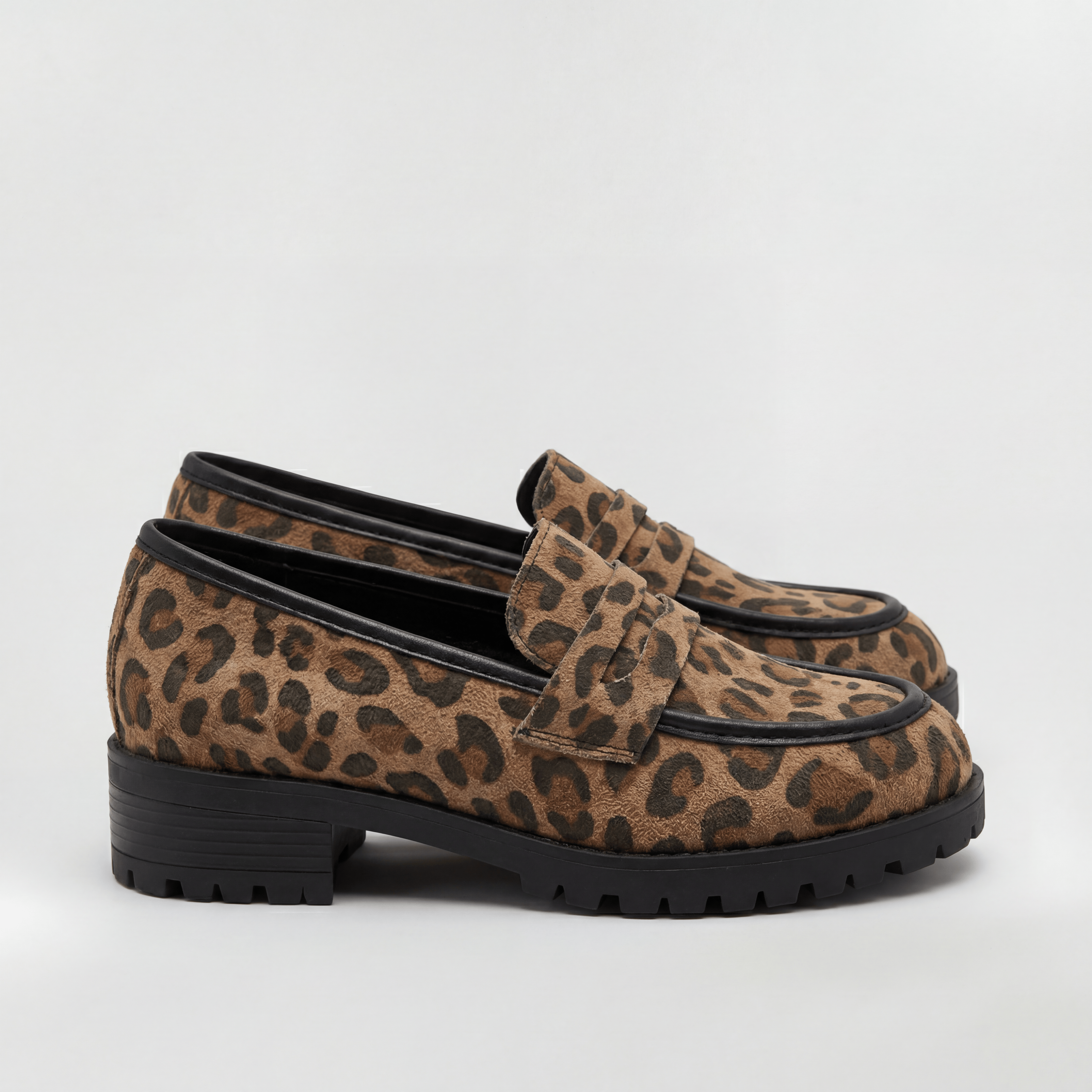 Mocassins léopard pour femme chaussures plates avec semelle en caoutchouc crantée