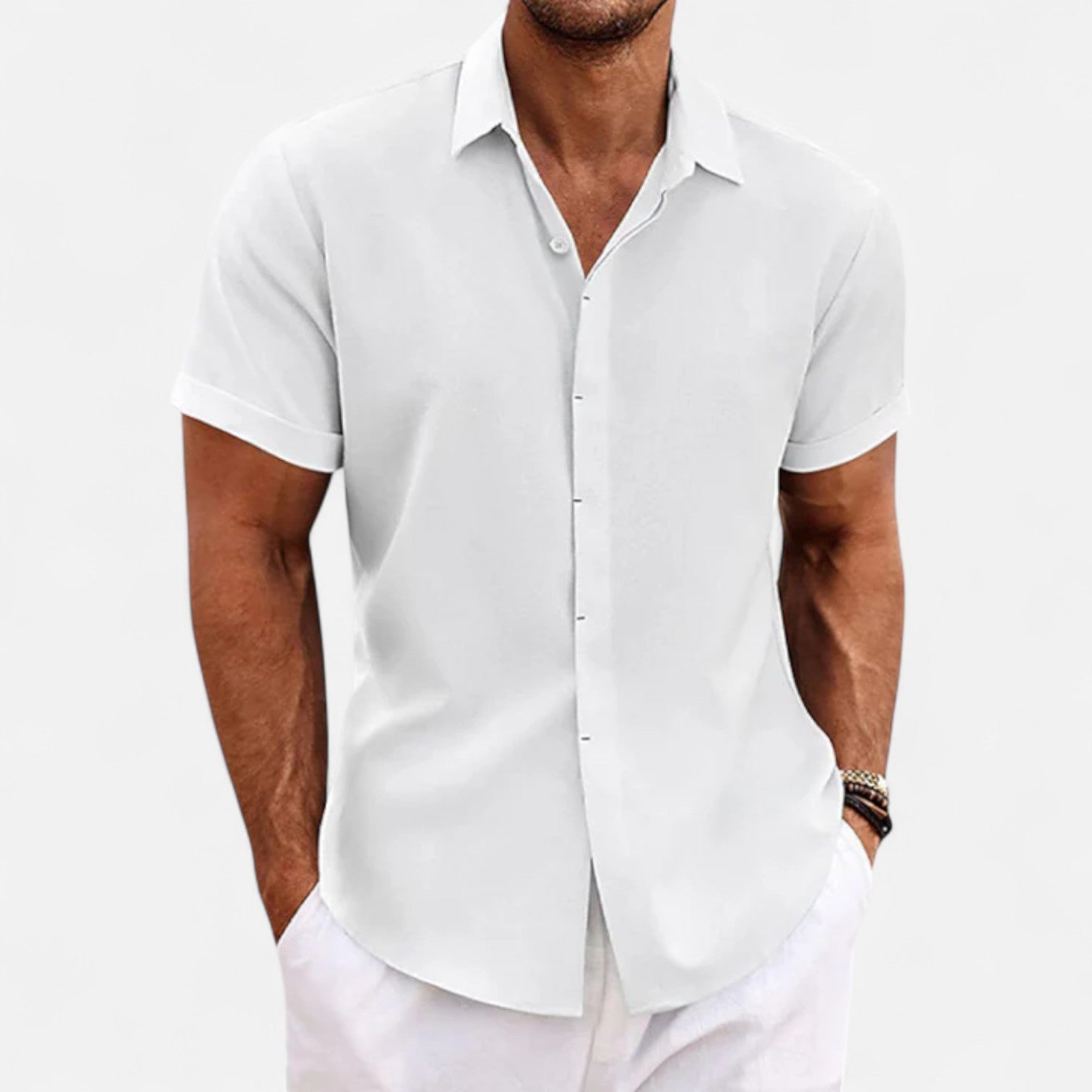 Eliaro Moda | Camisa de Lino para Hombre de Manga Corta – Frescura Natural, Estilo Atemporal