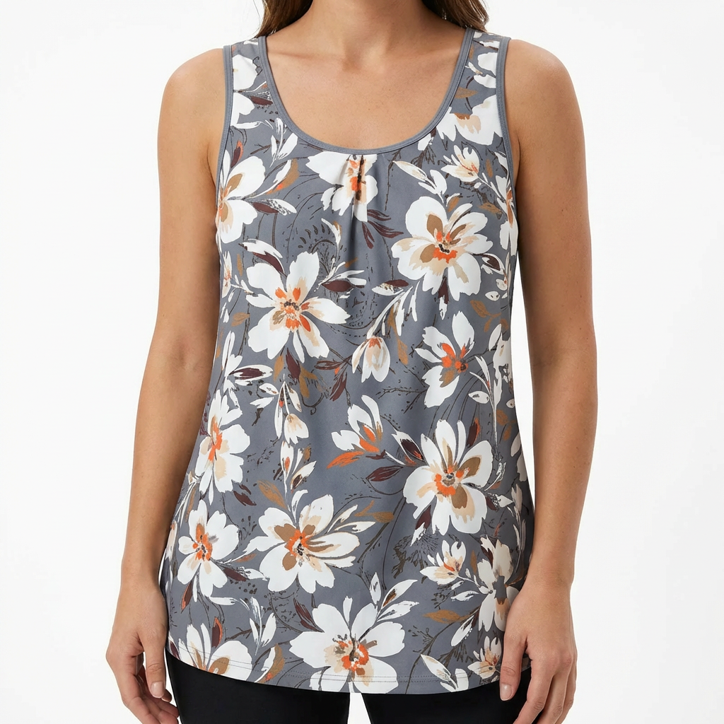 Costume Tankini a Due Pezzi con Stampa Floreale e Pantaloncini da Donna