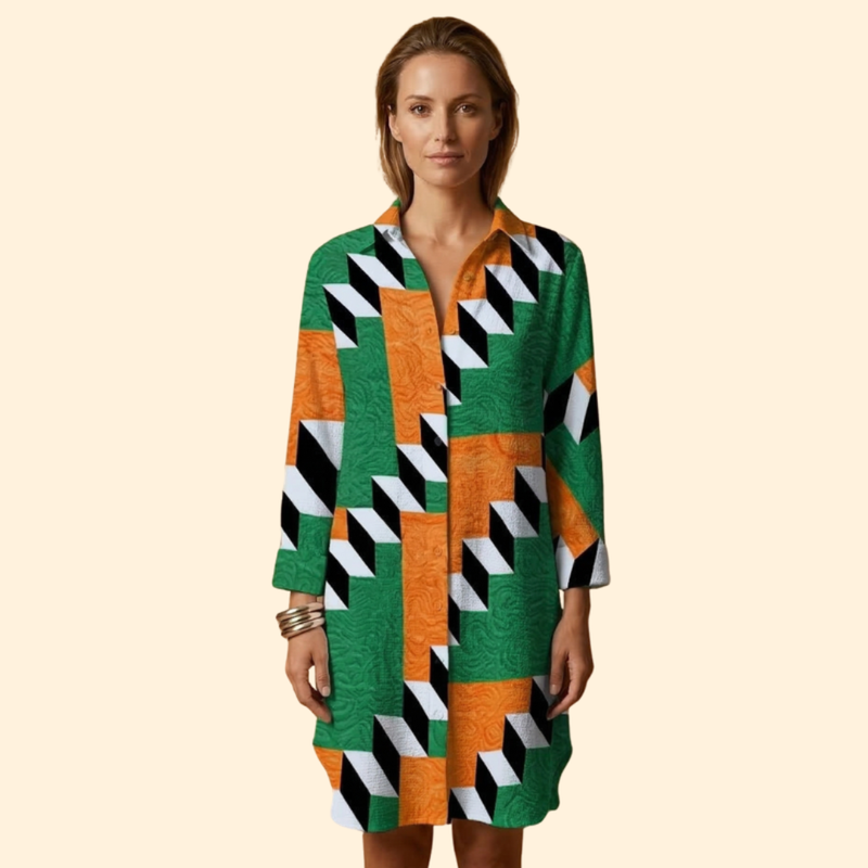 Vestido de Praia para Mulher Women's Beach Cover Up com Botões e Manga Comprida