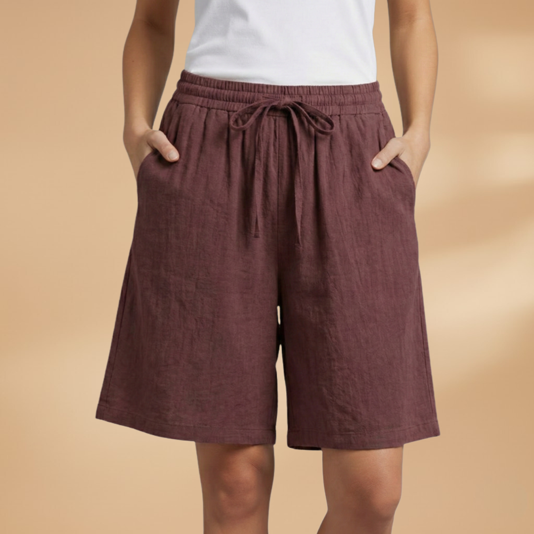 Dámské kraťasy - volné bermudy s elastickým pasem | casual