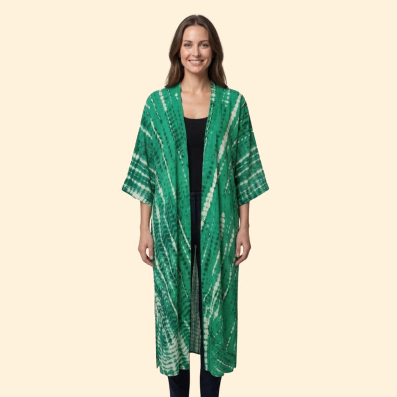 Cardigã de Praia para Mulher Women's Beach Cover Up Longo com Frente Aberta