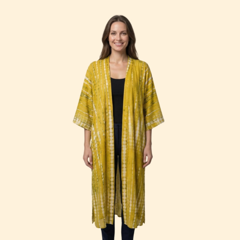Cardigã de Praia para Mulher Women's Beach Cover Up Longo com Frente Aberta