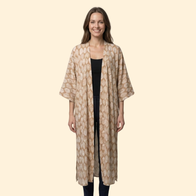 Cardigã de Praia para Mulher Women's Beach Cover Up Longo com Frente Aberta