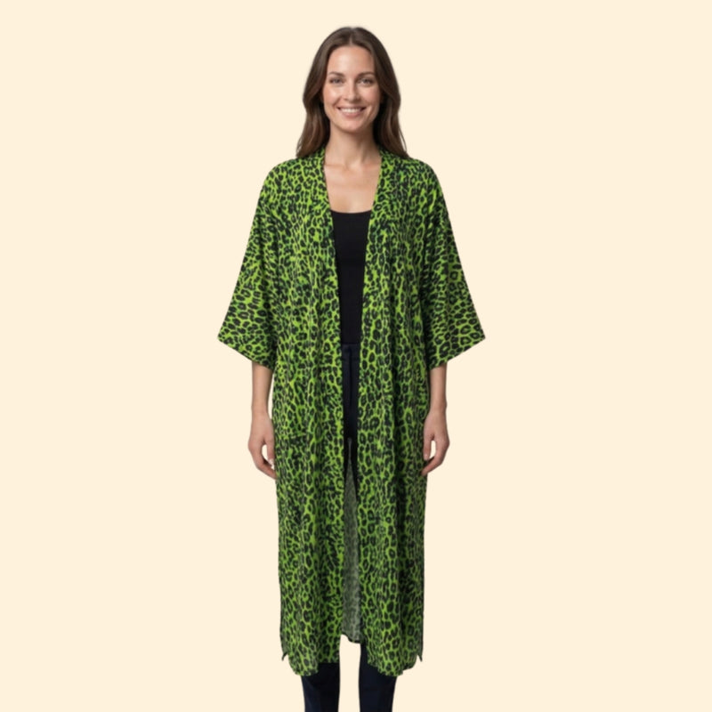 Cardigã de Praia para Mulher Women's Beach Cover Up Longo com Frente Aberta
