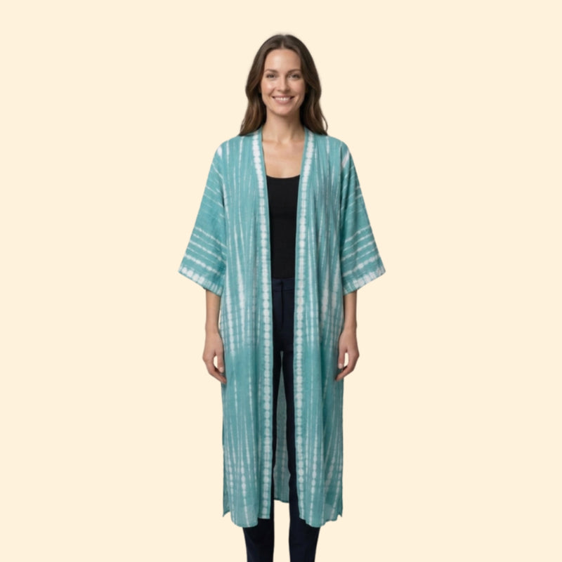 Cardigã de Praia para Mulher Women's Beach Cover Up Longo com Frente Aberta