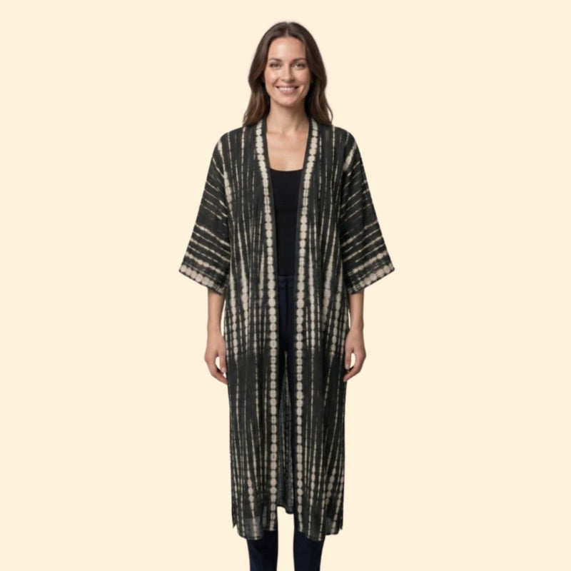 Cardigã de Praia para Mulher Women's Beach Cover Up Longo com Frente Aberta