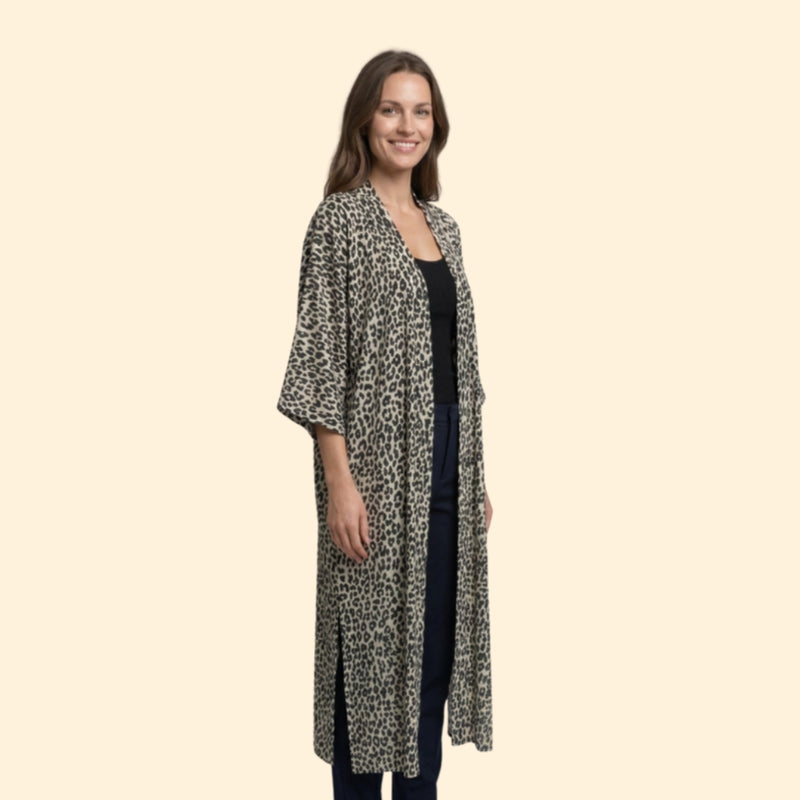 Cardigã de Praia para Mulher Women's Beach Cover Up Longo com Frente Aberta