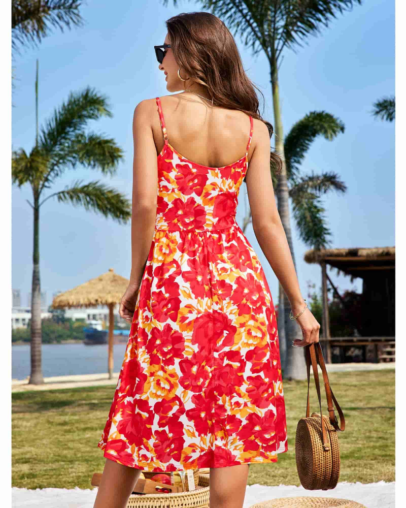 Vestido midi mujer | tirantes finos | escote cruzado | para vacaciones