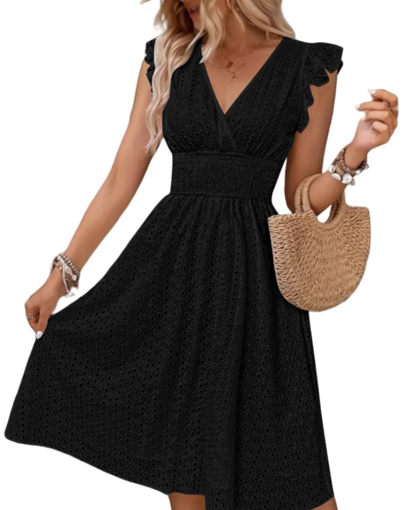 Bohemian dress for women | V-neck and ruffled sleeves | flowing cut | everyday use