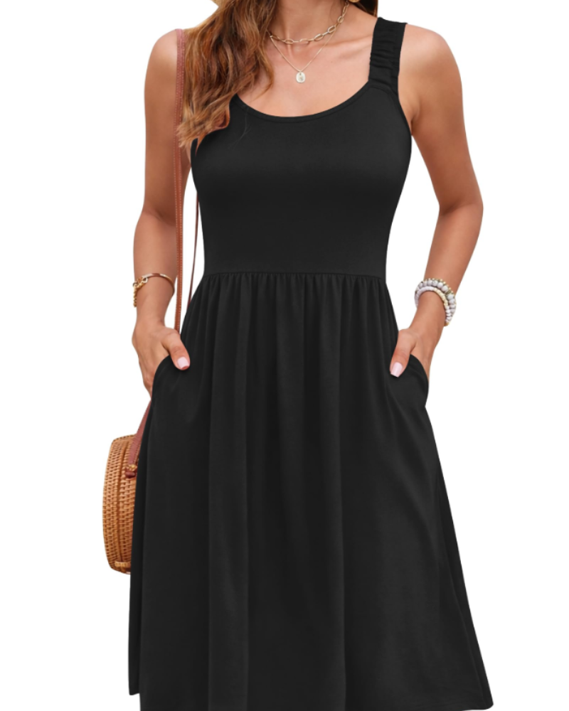 Summer dress for women | square neckline | A-line cut with fitted waist | vacation