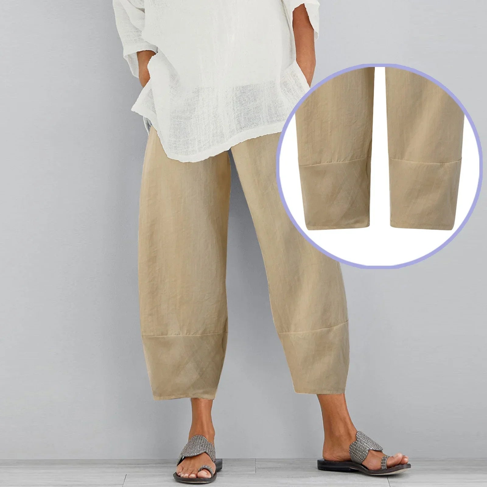 Pantaloni largi pentru femei cu design lejer și croială până la gleznă