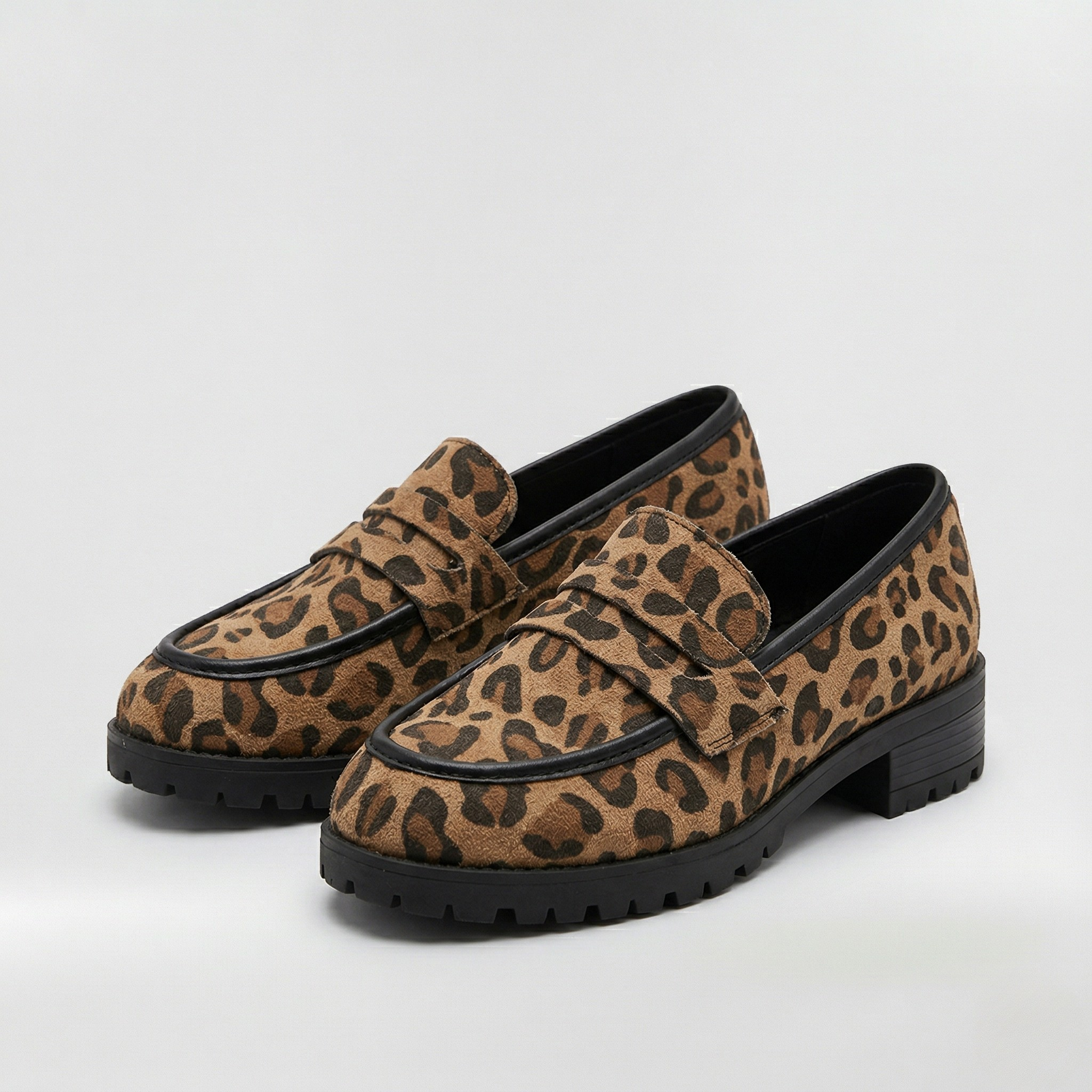 Mocassins léopard pour femme chaussures plates avec semelle en caoutchouc crantée