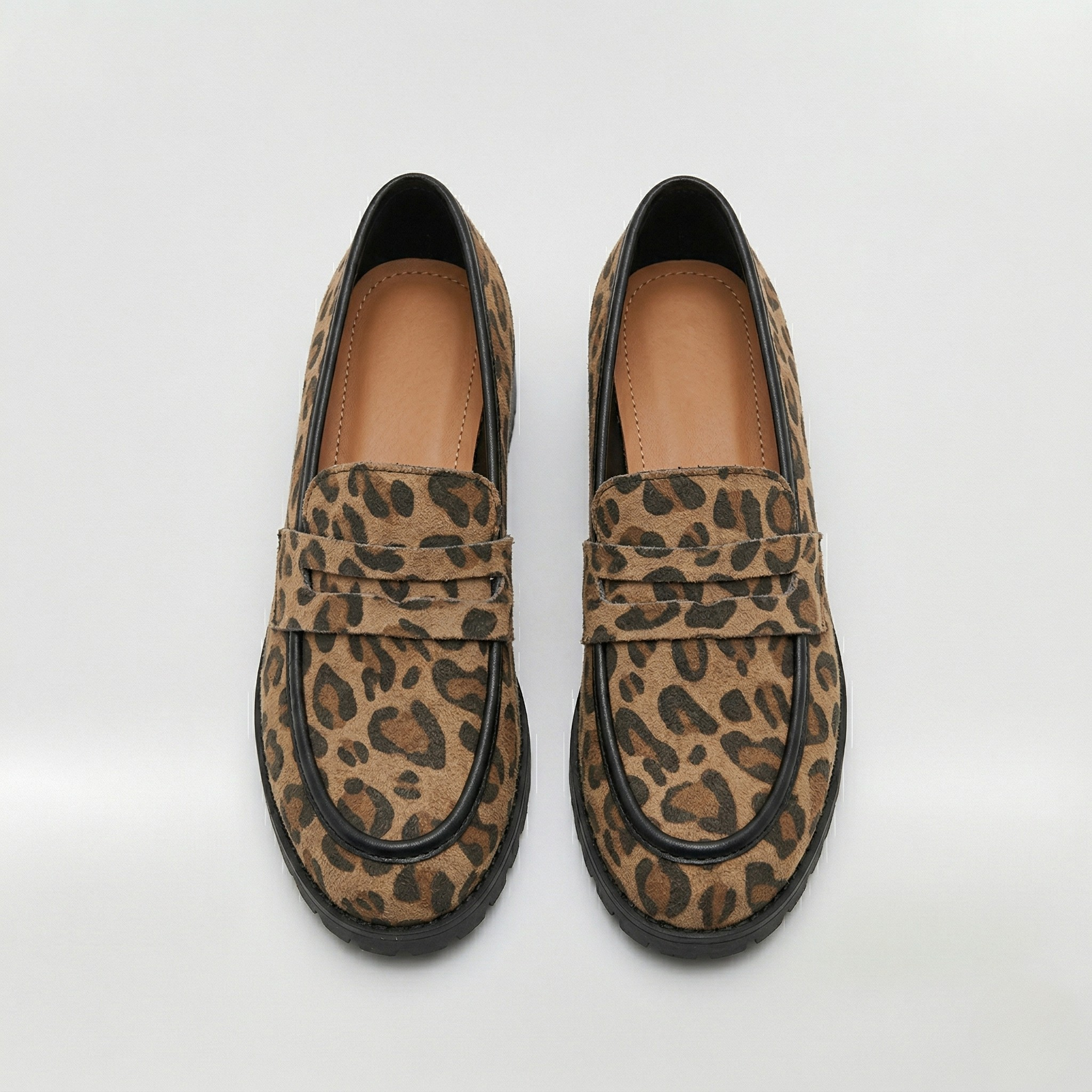 Mocassins léopard pour femme chaussures plates avec semelle en caoutchouc crantée