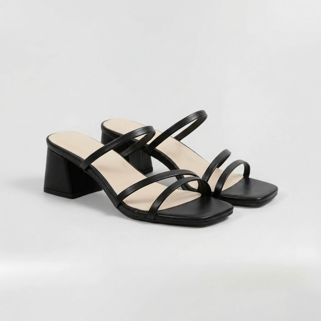 Sandales à talon moyen avec brides et semelle de soutien pour femme