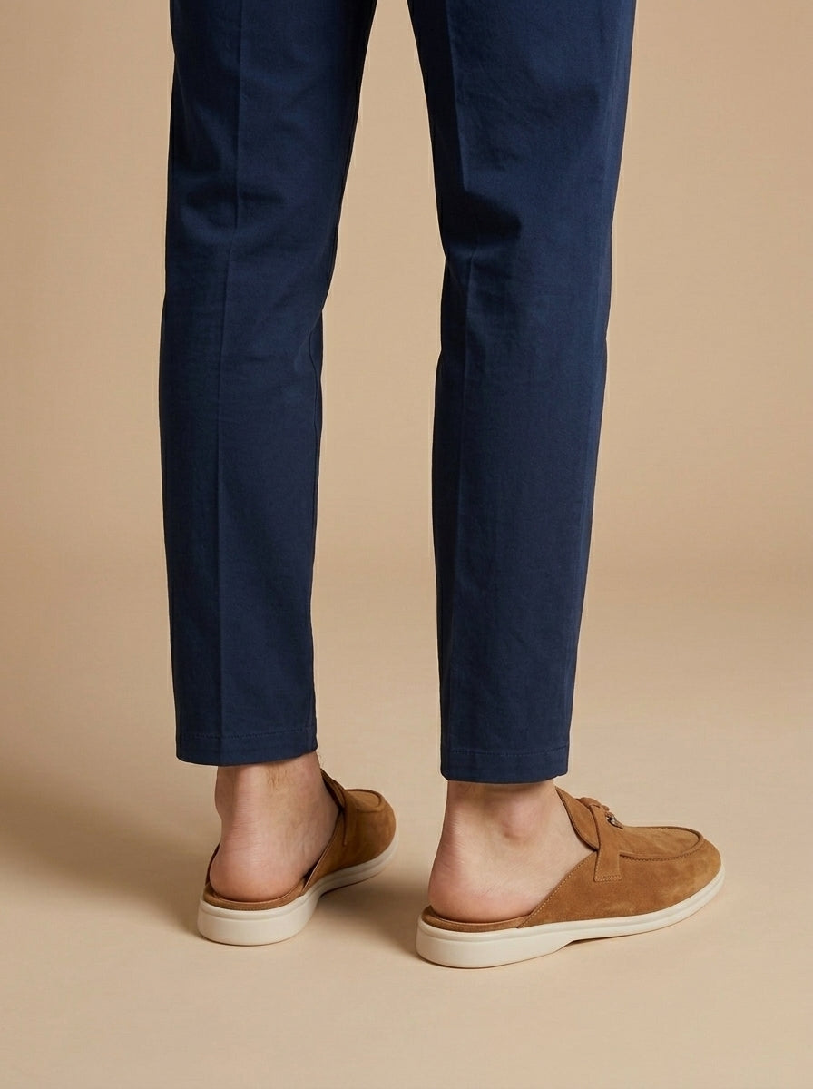Mocassins en daim pour homme - sabots ouverts avec détail en métal - décontracté