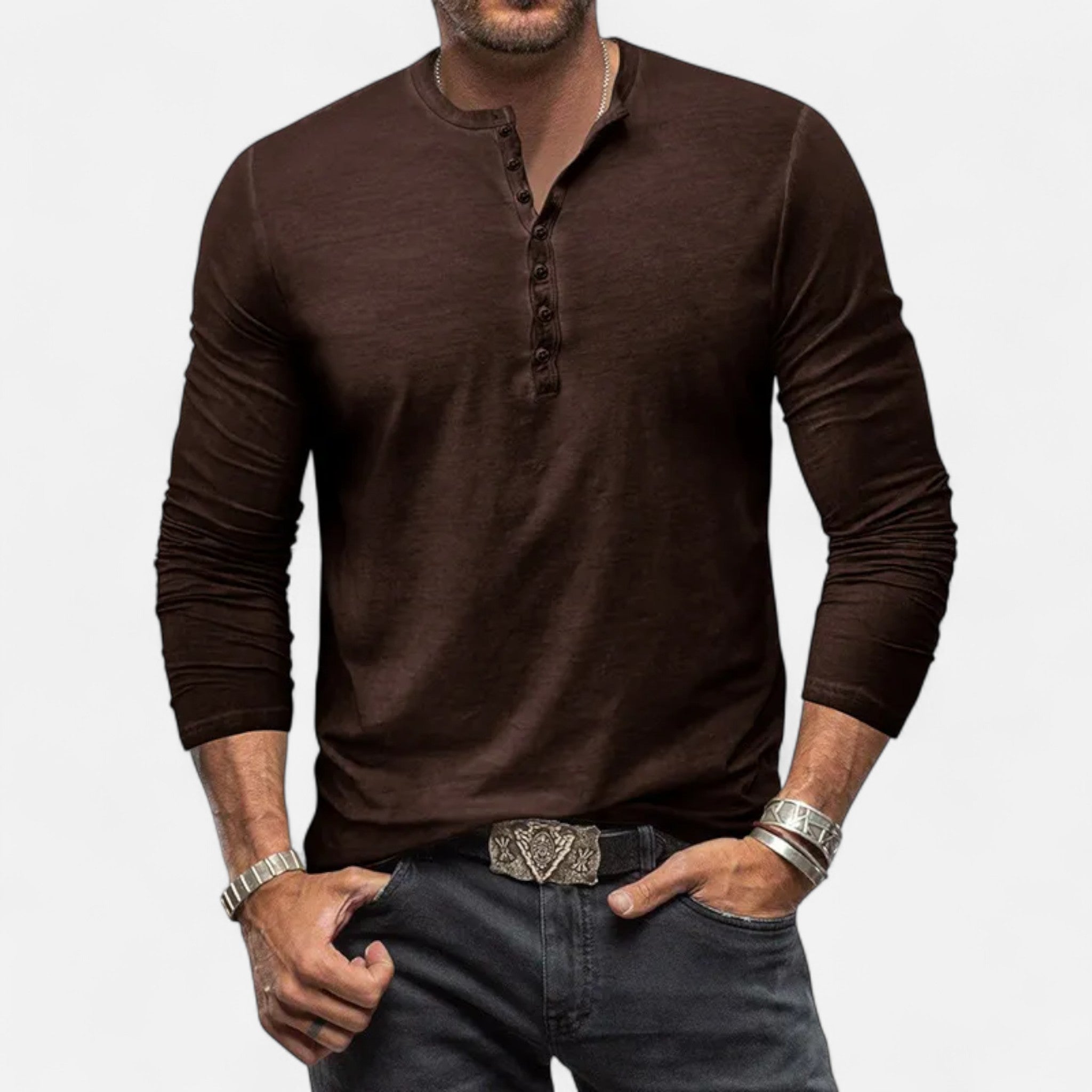 Eliaro Moda | Camisa Henley Hombre Clásica Corte Entallado