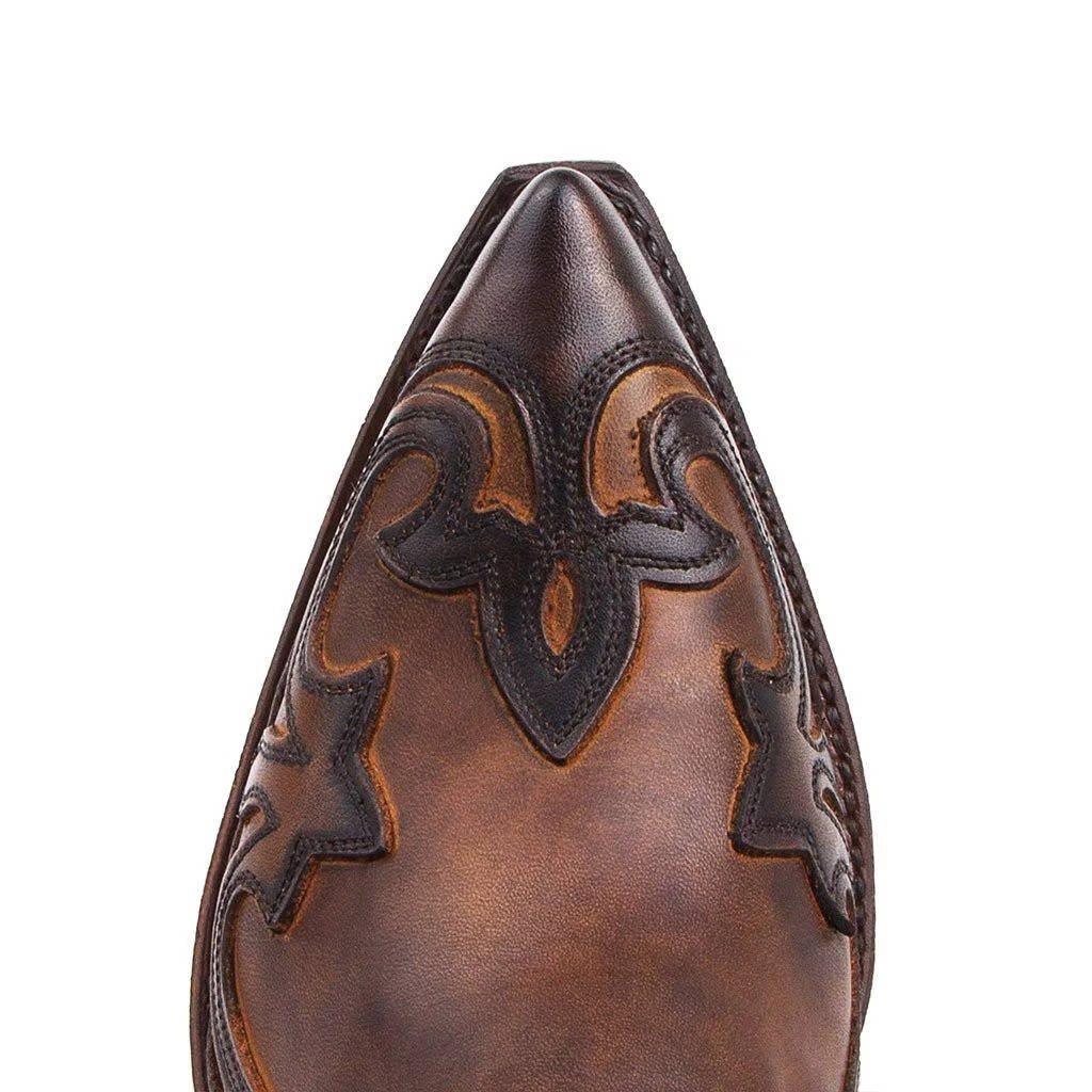 Bottes de cow-boy pour femme Bottines style western avec broderie et bout pointu en cuir PU