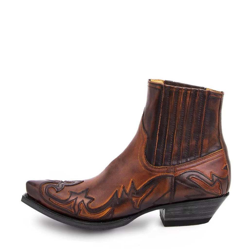 Bottes de cow-boy pour femme Bottines style western avec broderie et bout pointu en cuir PU