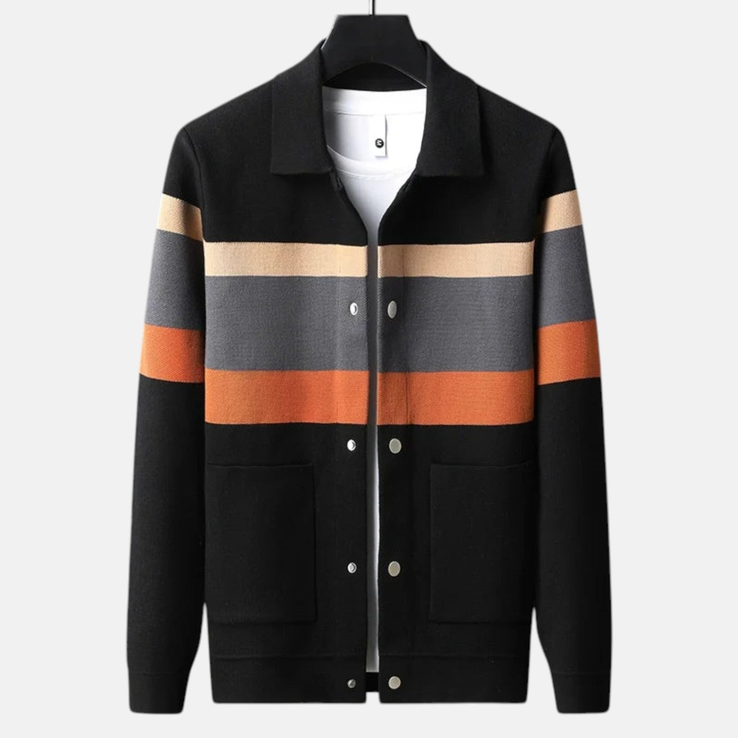 Cardigan in Lana da Uomo con Bottoni e Tasche Frontali Stile Casual