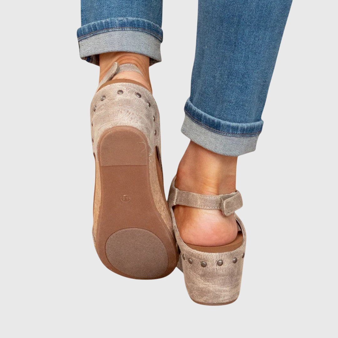 Sandales à plateforme pour femme Chaussures compensées avec finition en liège