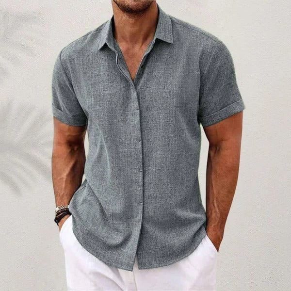 Camicia di lino da uomo - manica corta e collo aperto - spiaggia