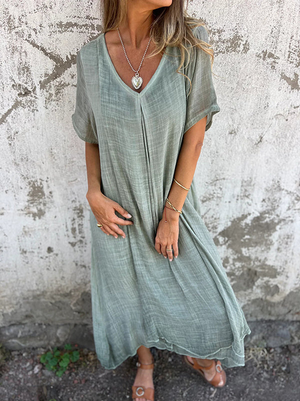 Dlouhé kimono šaty pro ženy s výstřihem do V — pláž