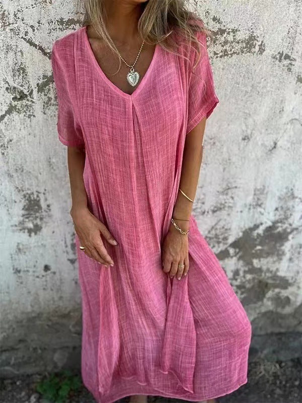 Dlouhé kimono šaty pro ženy s výstřihem do V — pláž