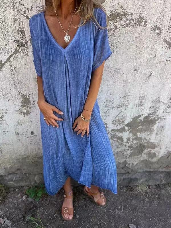 Dlouhé kimono šaty pro ženy s výstřihem do V — pláž
