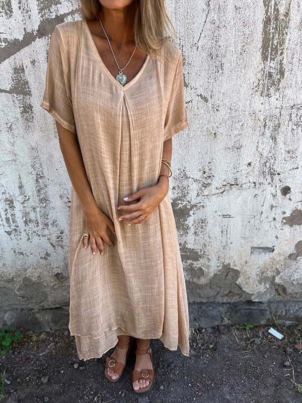 Dlouhé kimono šaty pro ženy s výstřihem do V — pláž