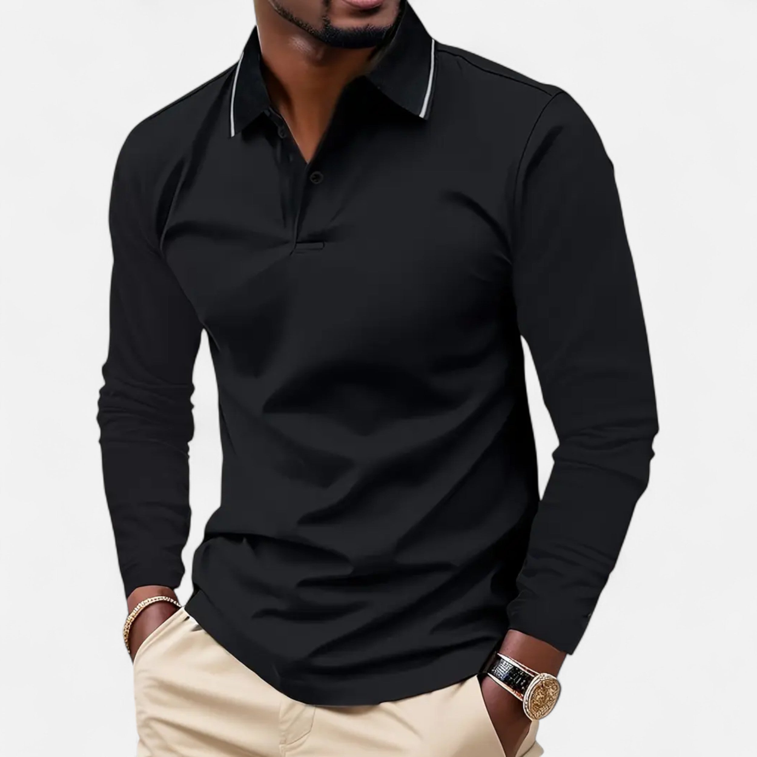 Eliaro Moda | Polo Hombre Manga Larga Estilo Rugby Casual