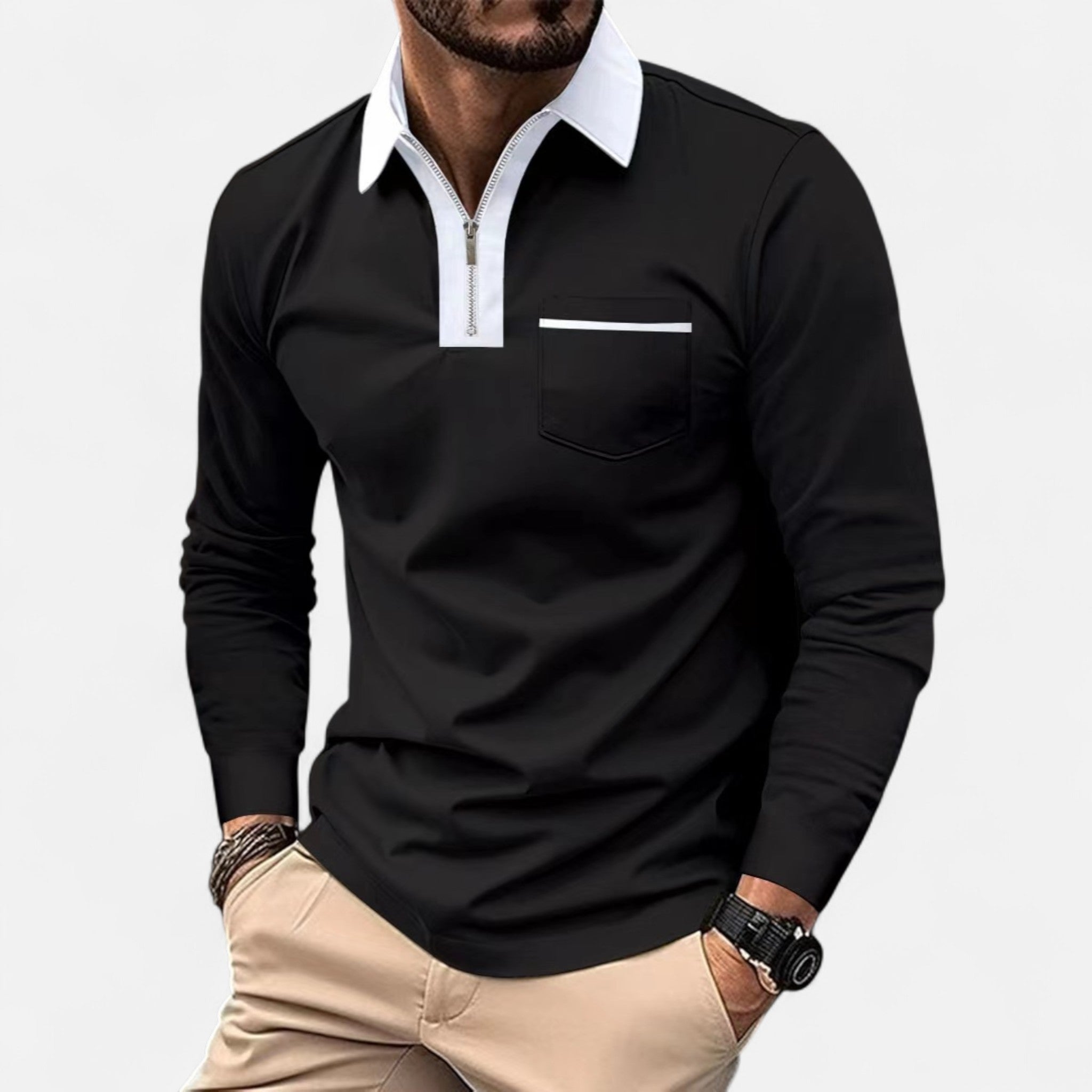 Eliaro Moda | Polo Hombre Otoño Cremallera Cuello Lapel Casual
