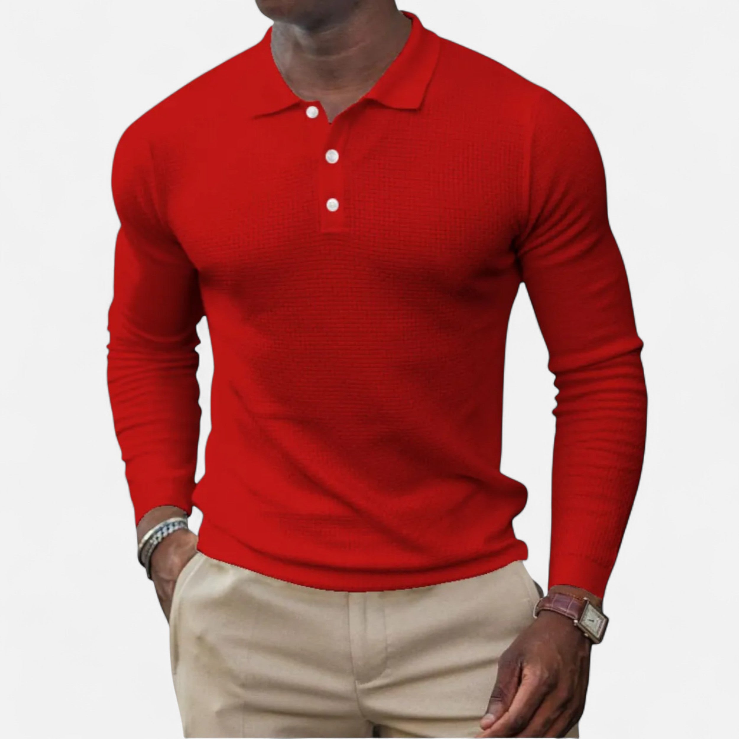 Eliaro Moda | Polo Hombre Manga Larga Algodón Perlado Business