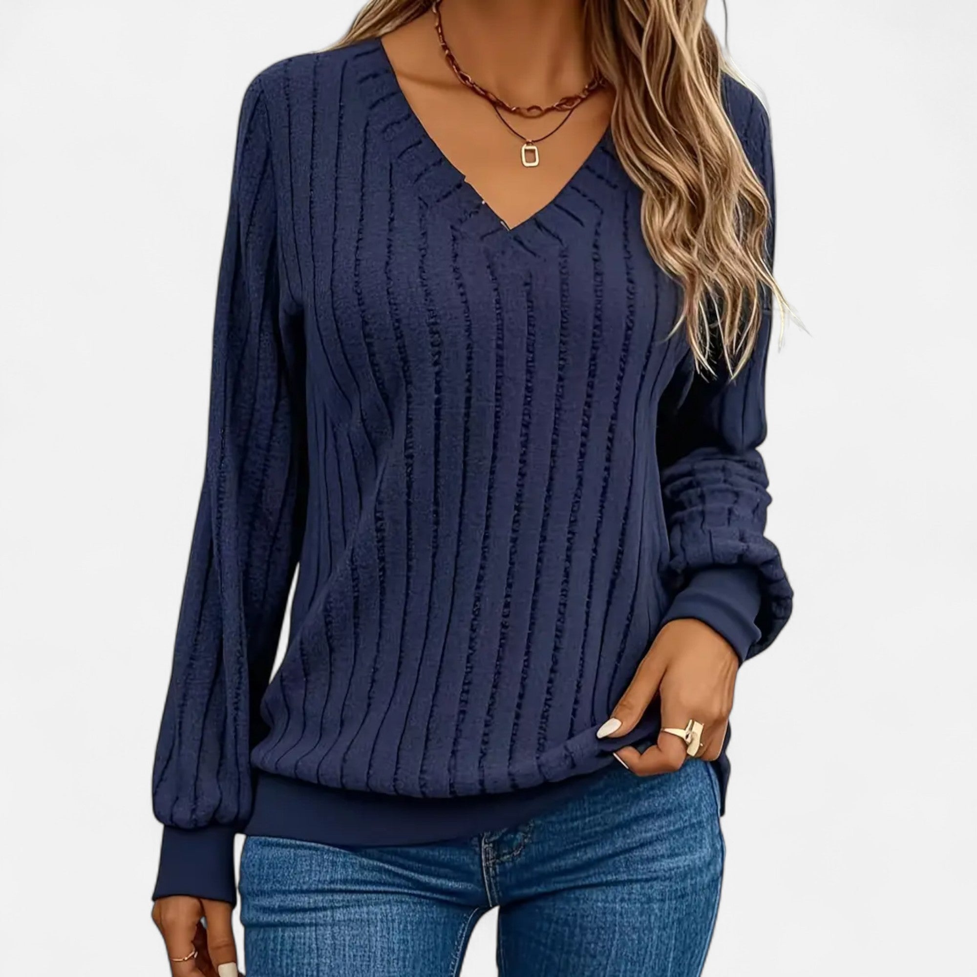 Eliaro Moda | Jersey Mujer Cuello en V Acanalado