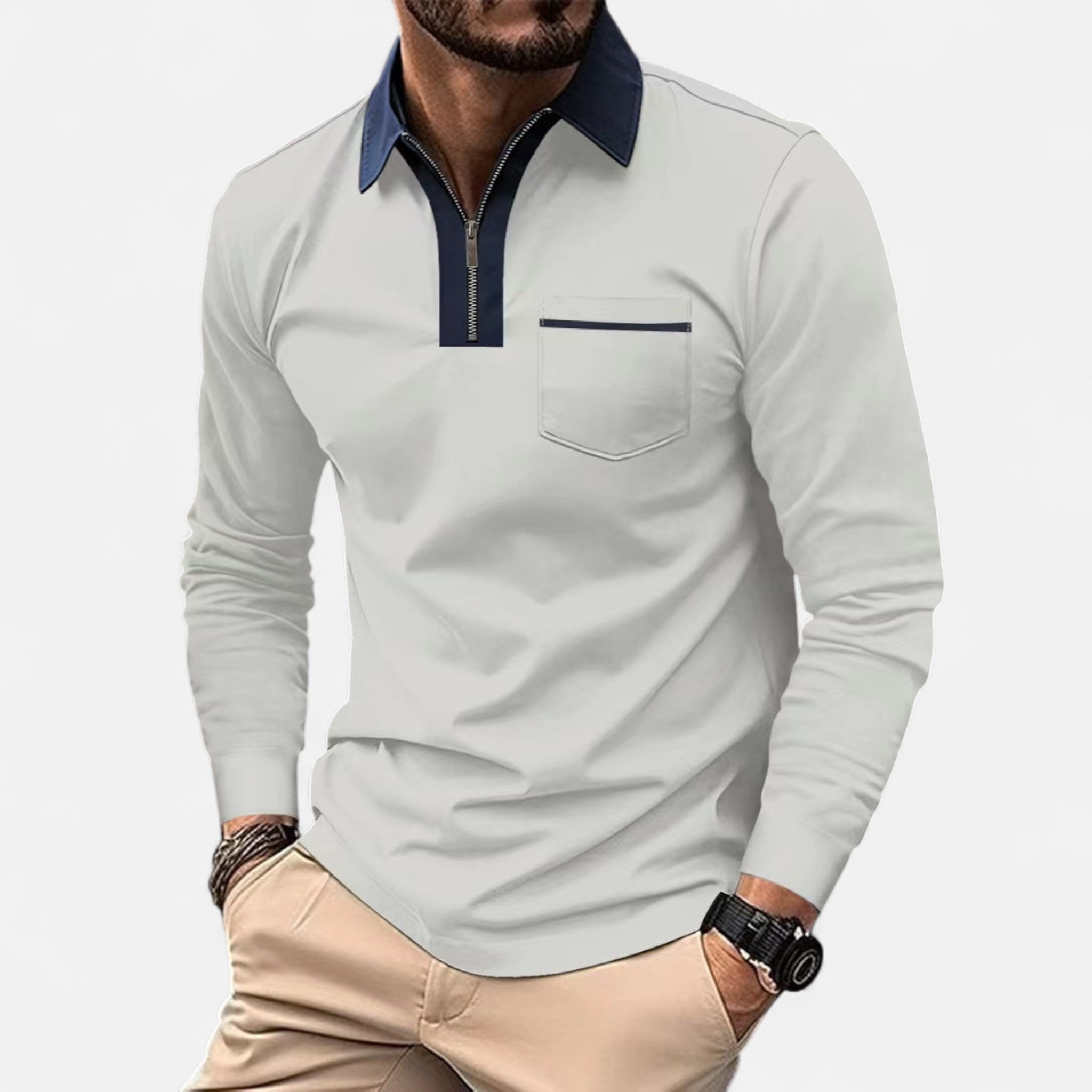 Eliaro Moda | Polo Hombre Otoño Cremallera Cuello Lapel Casual