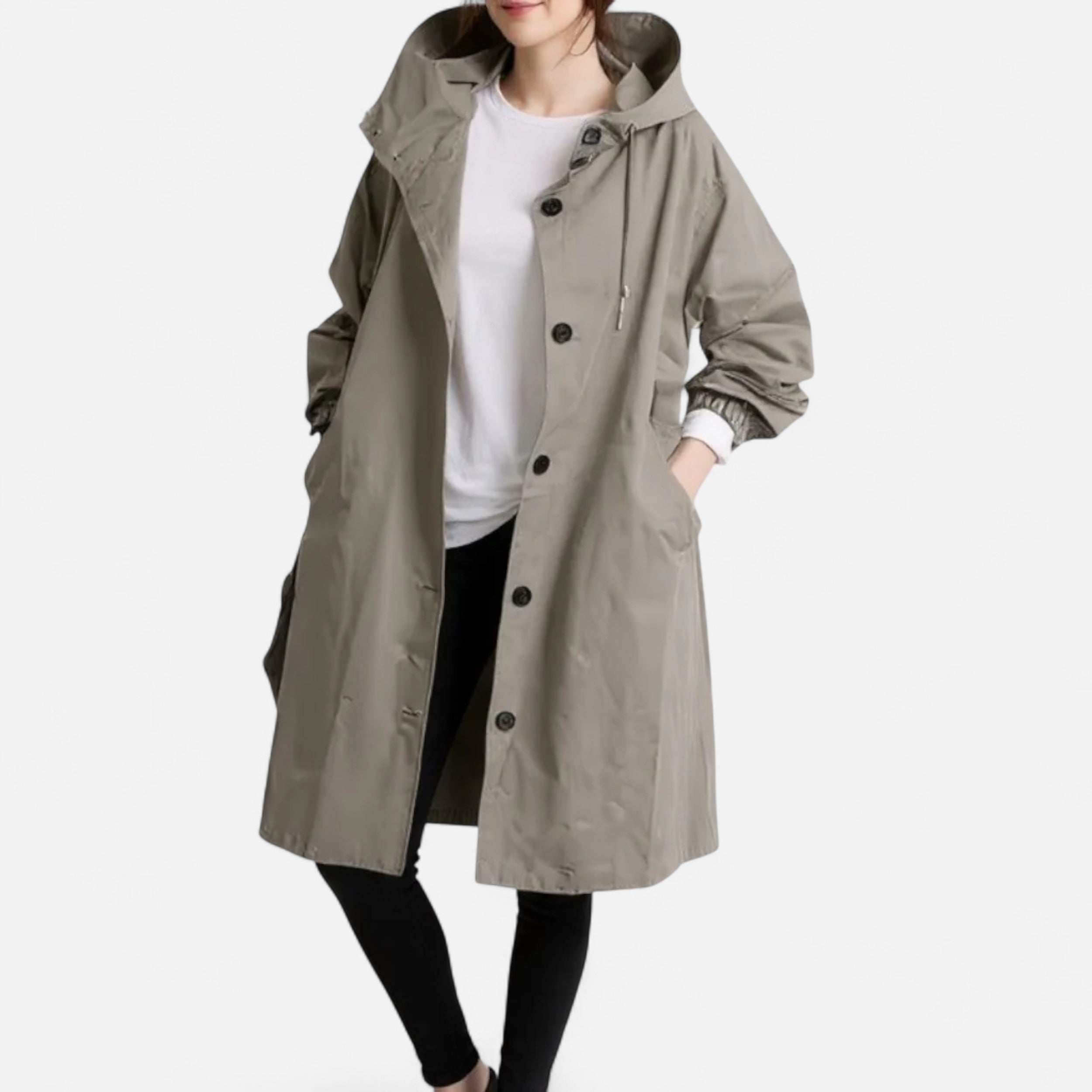 Eliaro Moda | Gabardina Mujer con Capucha Impermeable Atemporal