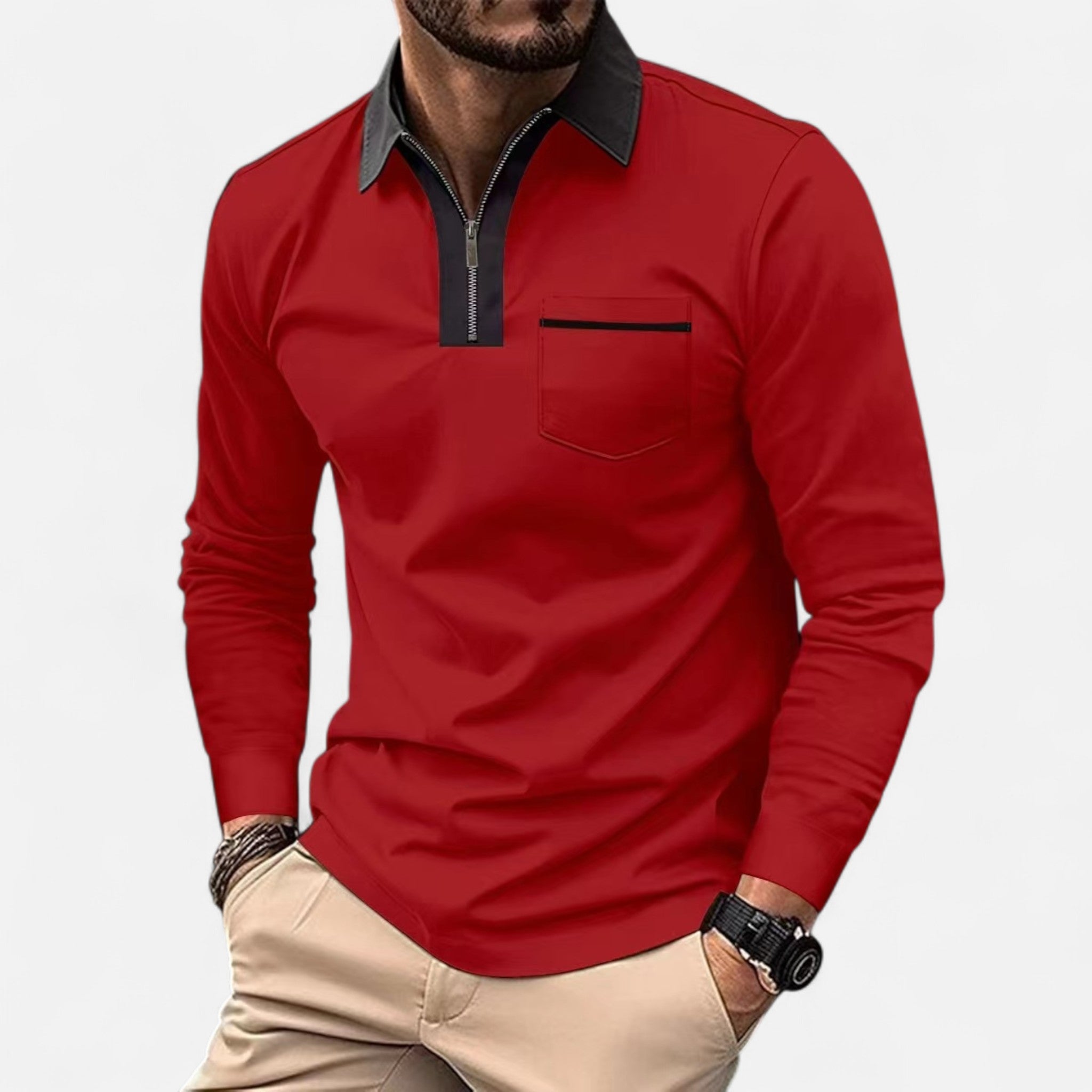 Eliaro Moda | Polo Hombre Otoño Cremallera Cuello Lapel Casual