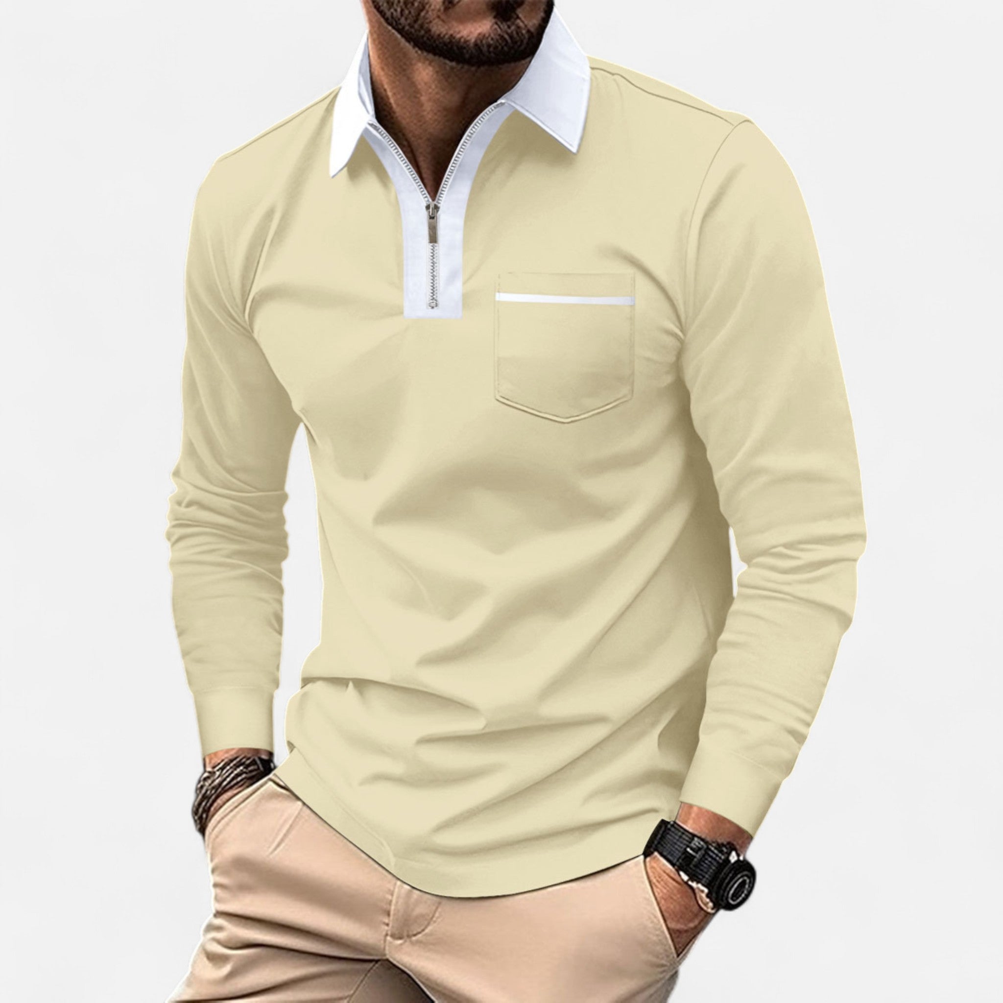 Eliaro Moda | Polo Hombre Otoño Cremallera Cuello Lapel Casual